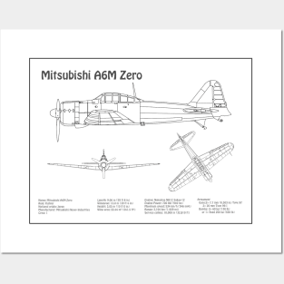 Mitsubishi A6M Zero Airplane Blueprint - BD Posters and Art